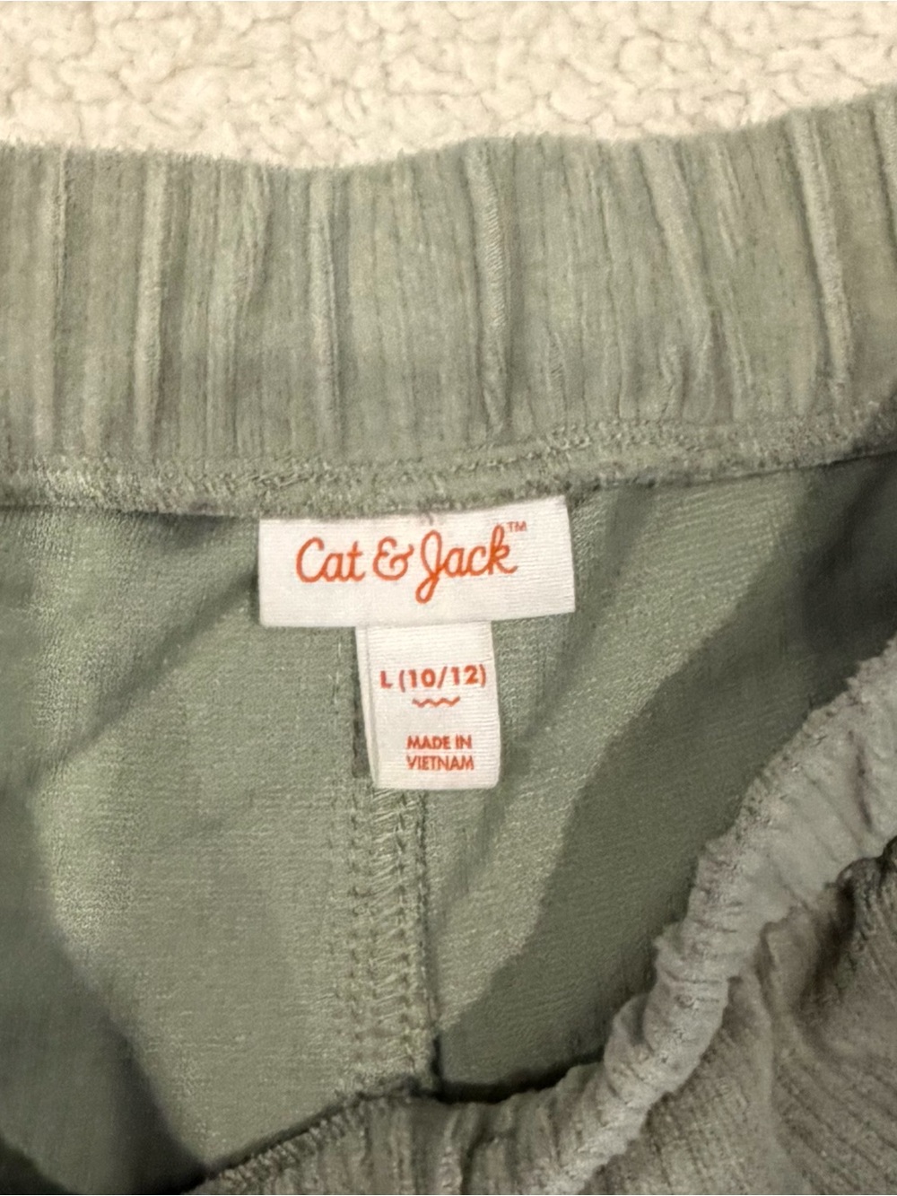 Cat & Jack Sage Green Velour Cargo Pants - Picture 2 of 3